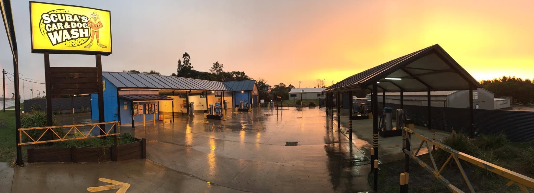 Scuba's Car & Dog Wash at sunset